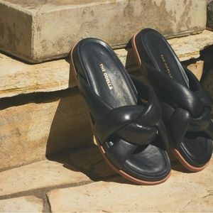 Anthropologie The ODells Black Puffy Slide Sandals Size 38